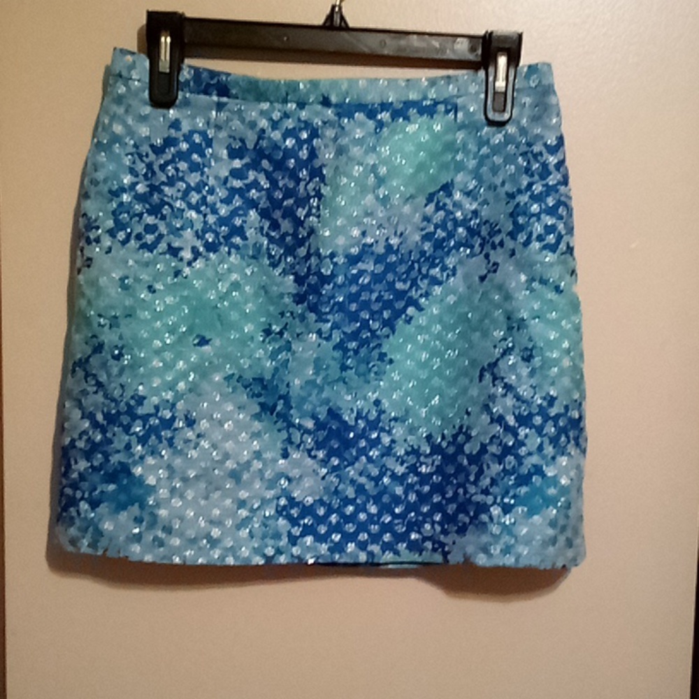 H&M blue, turquoise, and silver mini skirt size 8